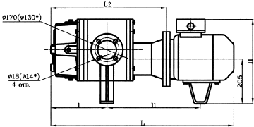 Габаритные и монтажные размеры муфтовых воздуходувок серии 2AF (2АФ) - чертеж